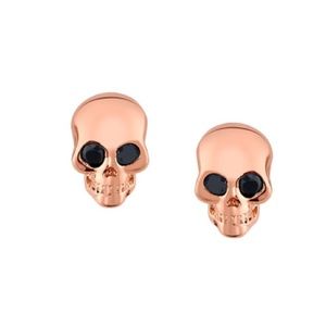 FJ Haunting Beauty 18k Rose Gold Plated Skull Stud Earrings. NWT Never Worn.